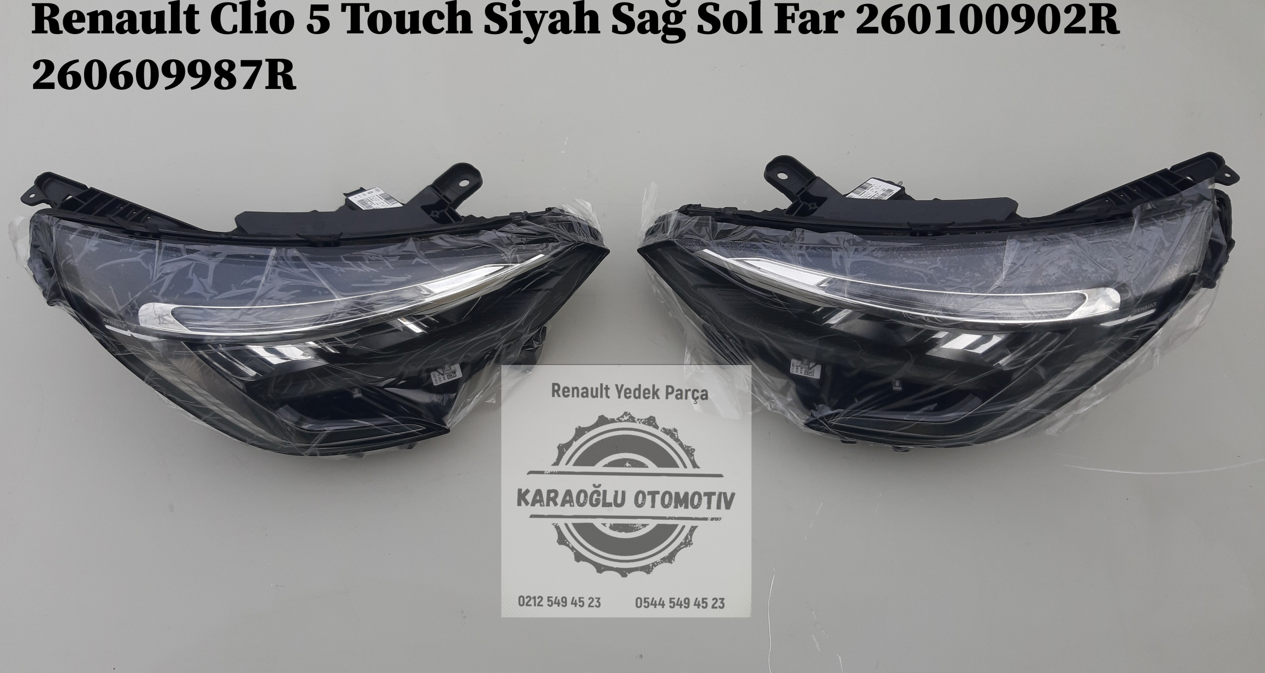 Renault Clio V İçi Siyah Sol Far 260606923R 260100902R 260606923R 260609987R