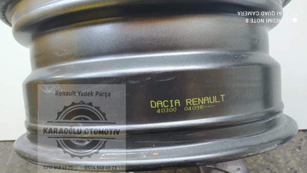 403000409R 403005362R Dacia Duster 16 İnç Sac Jant - Görsel 2