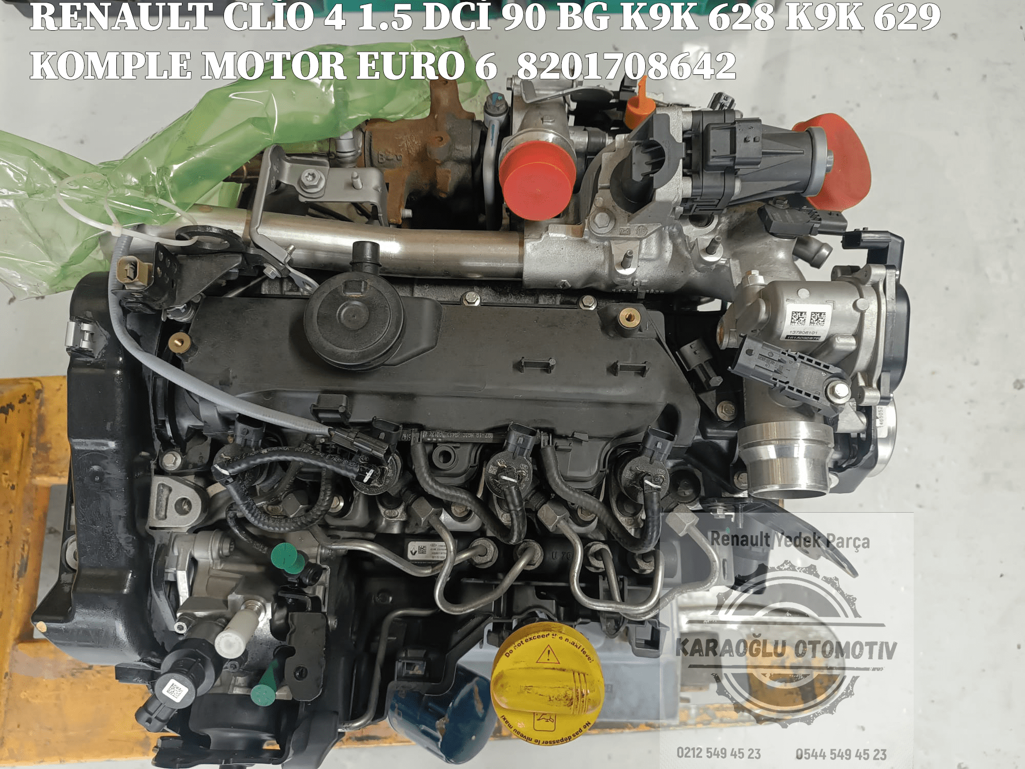 8201708642 CLİO IV CAPTUR 1.5 DCİ 90 BG K9K 628 K9K 629 KOMPLE MOTOR EURO 6 - Görsel 2