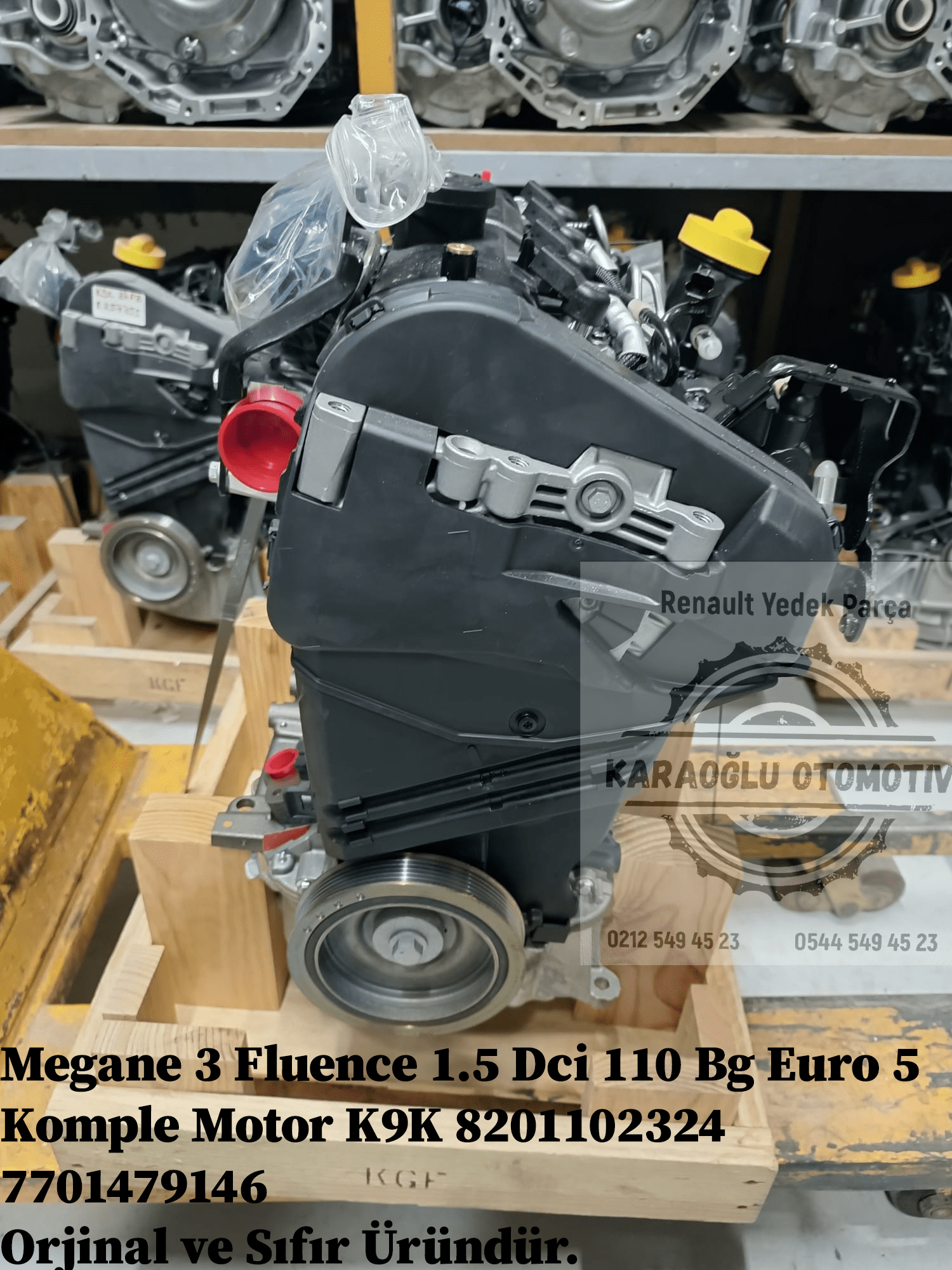 8201102324 7701479146 Megane III Fluence 1.5 Dci 110 Bg Euro 5 Komple Motor K9K 846 - Görsel 2