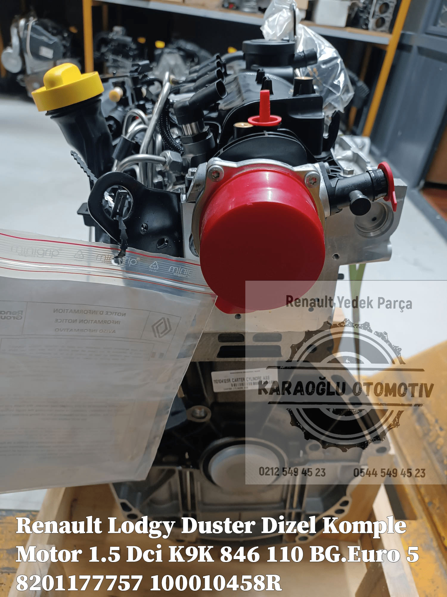 8201177757 100010458R Lodgy Duster Dizel Komple Motor 1.5 Dci K9K 846 110 BG.Euro 5 - Görsel 4