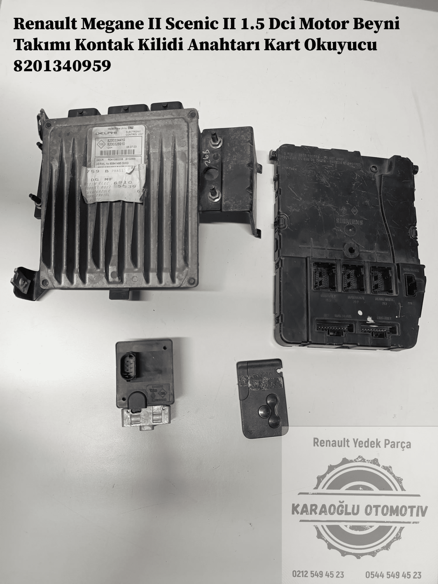 8201340959 Renault Megane 2 Scenic 2 1.5 Dci Motor Beyni Takımı Kontak Kilidi Anahtarı Kart Okuyucu