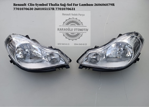 260606079R 7701070630 260105157R 7701070631 Renault Clio Symbol Thalia Sağ-Sol Far Lambası