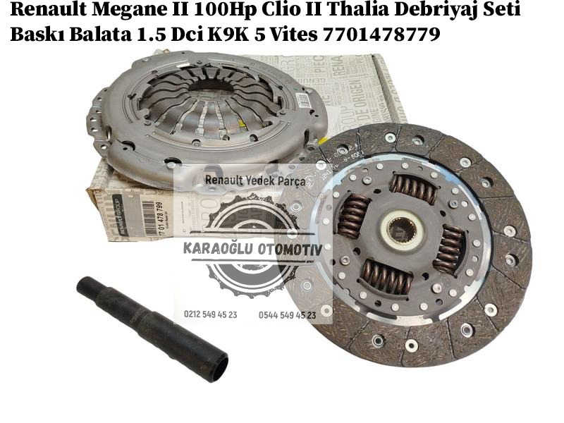 7701478779 Renault Megane 2 100Hp Clio 2 Symbol Thalia Debriyaj Seti Baskı Balata 1.5 Dci K9K 5 Vites