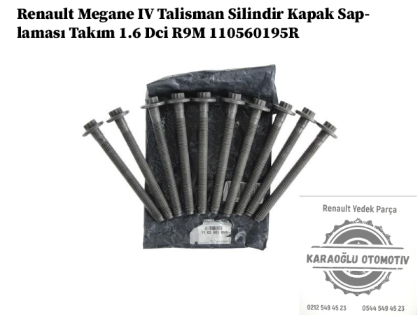 110560195R Renault Megane 4 Talisman Silindir Kapak Saplaması Takım 1.6 Dci R9M