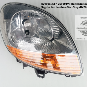 8200150617-260101934R Renault Kangoo II Sağ Ön Far Lambası Sarı Sinyalli 2003-2005