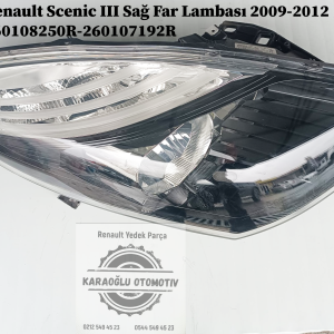 260108250R-260107192R Renault Scenic III Sağ Far Lambası 2009-2012