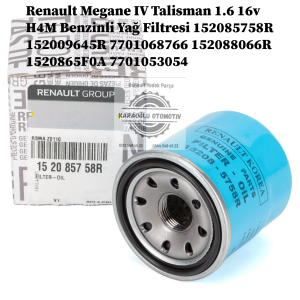 152085758R 152009645R 7701068766 152088066R 1520865F0A 7701053054 Renault Megane IV Talisman 1.6 16v H4M Benzinli Yağ Filtresi