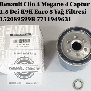 152089599R 7711949631 Renault Clio 4 Megane 4 Captur 1.5 Dci K9K Euro 5 Yağ Filtresi